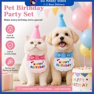 【SG STOCK】Pet Dog Cat Birthday Costume Bib Party Supplies Drool Towel Felt Hat