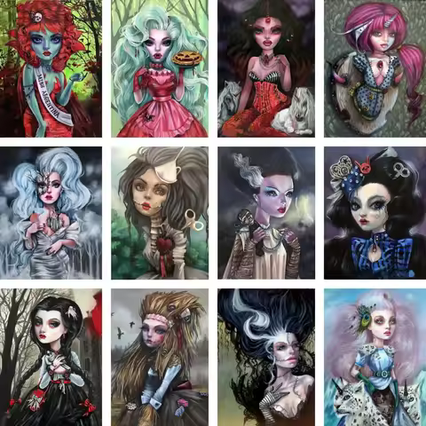 5D Diamond Painting Full Drill Bizarre Woman Art By Kurtis Posters Embroidery DIY Mosaic Creative Le