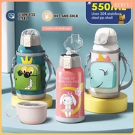 【local】Children's Hot And Cold Tumbler Thermos Cup Set For Boys Girls Aqua Flask Thermos Cup Water Bottle With Straw (one Cup With Three Covers) + Cup Set With  Rewvvi