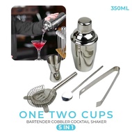 One Two Cups 5in1 Bartender Cobbler Cocktail Shaker Jigger Set 350ml - AY8837