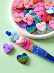 5/10/20 ชิ้น อุปกรณ์เสริมลูกปัดแฟชั่นสีผสม EKG LOVE, ลูกปัดปากกาตกแต่งจุดสนใจ เหมาะสำหรับทำสร้อยคอ ก