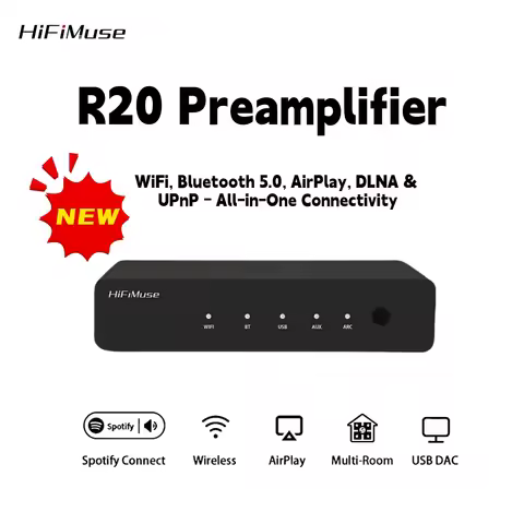 HiFiMuse R20 Wireless Audio Streamer | Arylic S10+ Audio Receiver PC Audio Jack Adapter AUX Wireless