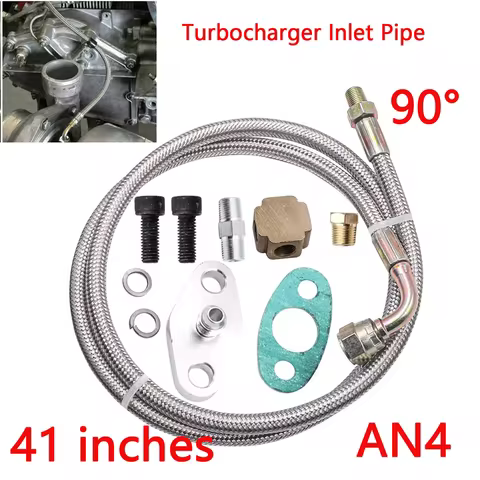 Turbocharger Aluminum Turbo Oil Feed Line Inlet Hose Feed Line for T3 T4 T7 GT32 GT40 GT42 GT4294R G