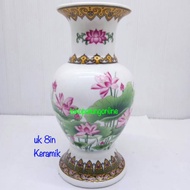 8in White Lotus Flower Vase