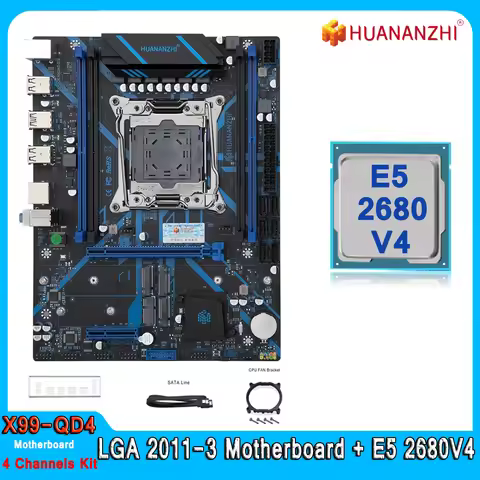 Huananzhi X99 QD4 Motherboard Kit E5 2680 V4 LGA 2011-3 Set Support DDR4 RAM Memory Combo NVME M.2 F