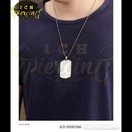 ICH Men's Titanium Army Plate Necklace / Army Plate Necklace with Peppercorn Chain model / Military 
