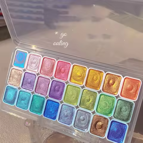 20/24/60Colors Watercolor Painting Pigments Set Shine Flowers Decor Pearlescent Solid Watercolor Pig