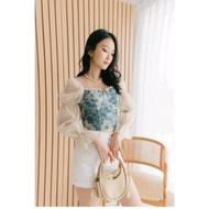 Ethnic vintage beautiful luxury women's floral top crop top bangkok clothes viral modern flower hija