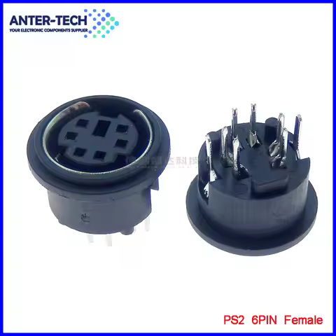 2PCS S Terminal 6 Pin Mini DIN Socket PS/2 PS2 6P Female Plug Connector PC Computer Mouse Keyboard P