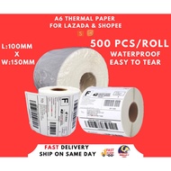 *MCO SALE* A6 Thermal Label Paper 500pcs For Postage Shopee,LZ Shipping Roll Sticker 10x15cm  for thermal printer