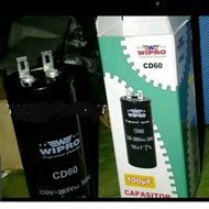 KAPASITOR 100 UF 220-265VAC 50HZ MERK WIPRO CD60 CAPASITOR 100UF MFD