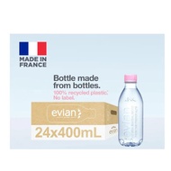 Evian Natural Mineral Water 100% Recycled PET Label-Free Bottle 24 x 400ml - Case/Natural Mineral Wa