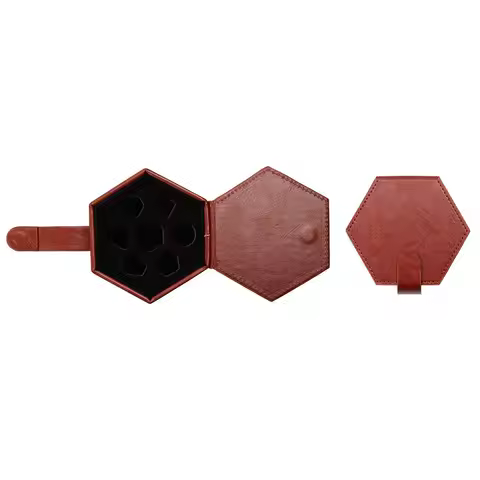 New PU Leather Dice Storage Bag Can Hold 7 Dice Hexagon Run Group Dice Box Protective DND Dice Tray