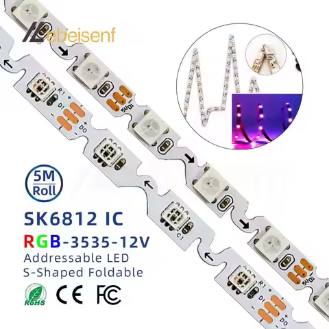 5M 6mm Narrow SK6812 WS2812 5V 12V FPC S-Type Bendable 60/84Leds/m SMD 3535 5050 RGB Pixel IC Addres