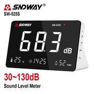 เครื่องวัดระดับเสียงเดซิเบล SNDWAY 30dB-130dB ตัวทดสอบติดตามเสียงรบกวนพร้อมตัววัดอุณหภูมิความชื้น/เว