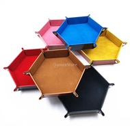 Foldable Dice Tray PU Leather Hexagonal Folding Dice Tray Box Dice Game Tray for RPG DND Game Dice S
