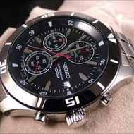SEIKO 精工炫黑三眼計時賽車腕錶  全鋼  SEIKO  Chronograph Racing Hyun black three-steel watch