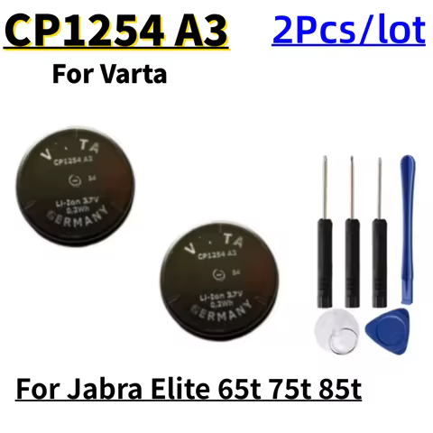 2pcs/Lot New 3.7V Li-ion CP1254 A3 For Varta 55mAh CP1254 A3 Battery For Jabra Elite 65t 75t 85t Ear