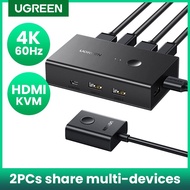 NanChongHengJinMaoYi UGREEN HDMI KVM Switch 4K 60Hz USB 2.0 Switcher 2 in 1 Out for Printer Monitor Keyboard Mouse PCs Sharing Device Splitter