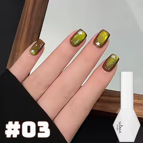 SHAKA 1-4pcs Green Cat Eye Whitening Desert Coffee Series Cat Eye Gel Nail Polish 2026 Flash Green C