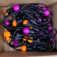 Orange and purple LED light bulb with wire for Halloween decor 萬聖節 哈囉喂 挂燈裝飾 LED彩色燈泡E27大螺口3W燈泡連電缐