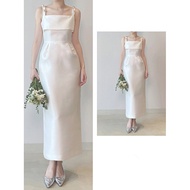 French Vintage Halter Light Wedding Dress Small Satin Engagement Dress Registration Dress FC333