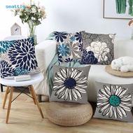 SEA_45x45CM Modern Square Pillow Shams Flower Pattern Pillowcase Hidden Zipper Closure Sofa Cushion Cover Home Bedroom Bedding Decoration