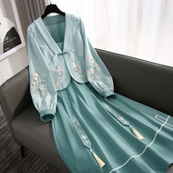 cheongsam muslimah Guofeng New Chinese Pan Button Atasan Hanfu Suit Spring dan Autumn Cheongsam boleh memakai gaun kecil setiap hari
