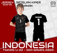 Set jersey celana kiper timnas indonesia anak baju bola sea games 2023 kamboja