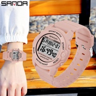 SANDA Fashion Simple Women's Sports Watch Top Brand LED Digital Military Waterproof Complete Calendar Luminous Watch For Ladies