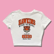 Baby Tee Hawkins High School Class Of 1983 Y2k Style Crop Tee