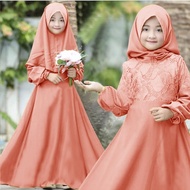 Gamis syari brokat pesta anak muslim perempuan baju cewek kid lebaran