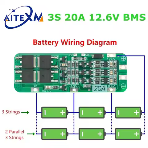 2/5/10PCS 3S 20A Li-ion Lithium Battery 18650 Charger PCB BMS Protection Board 12.6V Cell 59x20x3.4m