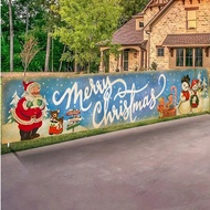 1pc Large Vintage Christmas Banner Santa Reindeer Snowman Print Merry Christmas Slogan Up To 236in/6