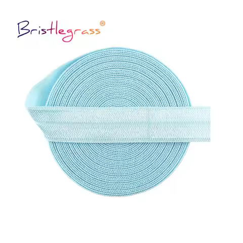 BRISTLEGRASS 2 5 10 Yard 5/8" 15mm Plain Shiny Fold Over Elastics FOE Spandex Satin Band Hair Tie He