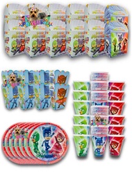 Kit de Fiesta 30 Invitados de Personaje Héroes en Pijama PJMASKS Desechables 120 pz Artículos Decoración Cartón Platos Vasos Dulceros Palomeros