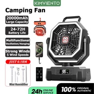 KIMVIENTO 20000mAh Mount Peak Camping Kipas Meja Bateri Tahan Lama Portable Fan Outdoor Camping Fan