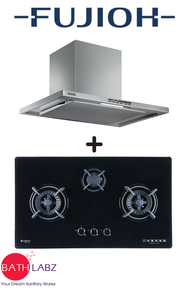 FUJIOH FR-CL1890R 90CM CHIMNEY HOOD + FUJIOH FR-GS6530 SVGL 3 BURNER GLASS GAS HOB