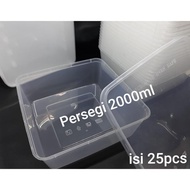 2000ML SQUARE LUNCH BOX - THINWALL FOOD CONTAINER 2000ML - CONTENTS 25PCS