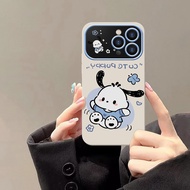 Sanrio Pochacco Phone Case for IPhone 11 15 14 13 12 Pro Max 7Plus 8 Plus XR XS X Contrast Window Lens Frame Shockproof Cover