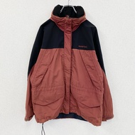 Mont-bell 山地派克大衣，附襯墊，隱藏式門襟，紅/黑配色，M碼，古著