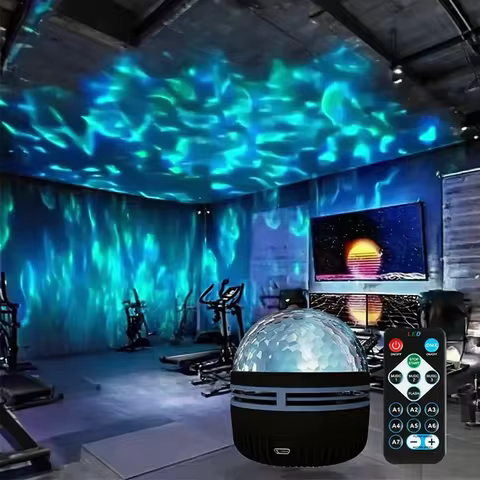 Ocean Wave Projector Light USB Powered 7 Modes Remote Control LED Night Light for Bar Party KTV Home
