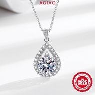 AGIAO Liontin PT950 5 Carat Moissanite Necklace Collarbone Chain Luxurious Lightweight Simple Women