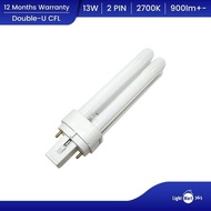 GE 13W 2-Pin T4 CFL Double-U Compact Fluorescent Light PLC Light Bulb Replacement Energy Saving PL-C