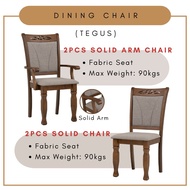 Alora Furniture - TEGUS Solid Wood Dining Chair (2pcs)/ Arm Chair / Kerusi Berkayu / Armrest Chair