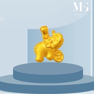 Merlin Goldsmith 24k 999 Pure Gold 3D Playful Lucky Elephant