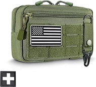Molle Admin Pouch, Military Men Horizontal Belt Bag Utility Tactical Gear EDC Tool Organizer Pouches Include 2 Patch and Keychain, for Plate Carrier, Vest, Panel Modular and Backpacks
