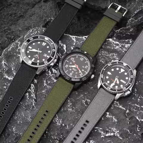 Silicone Canvas Strap for Swatch X Blancpain 22mm 24mm Sport Quick Release Waterproof Smart Watch Ba