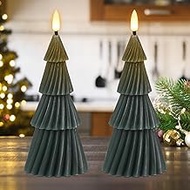 DRomance Christmas Tree Flameless Candles with 6 Hour Timer, Battery Operated LED Flickering Candle 
