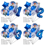 9pcs Frozen Princess Aisha Set Kids Birthday Digital Aluminum Film Balloon Cartoon Snowball Elsa Hom